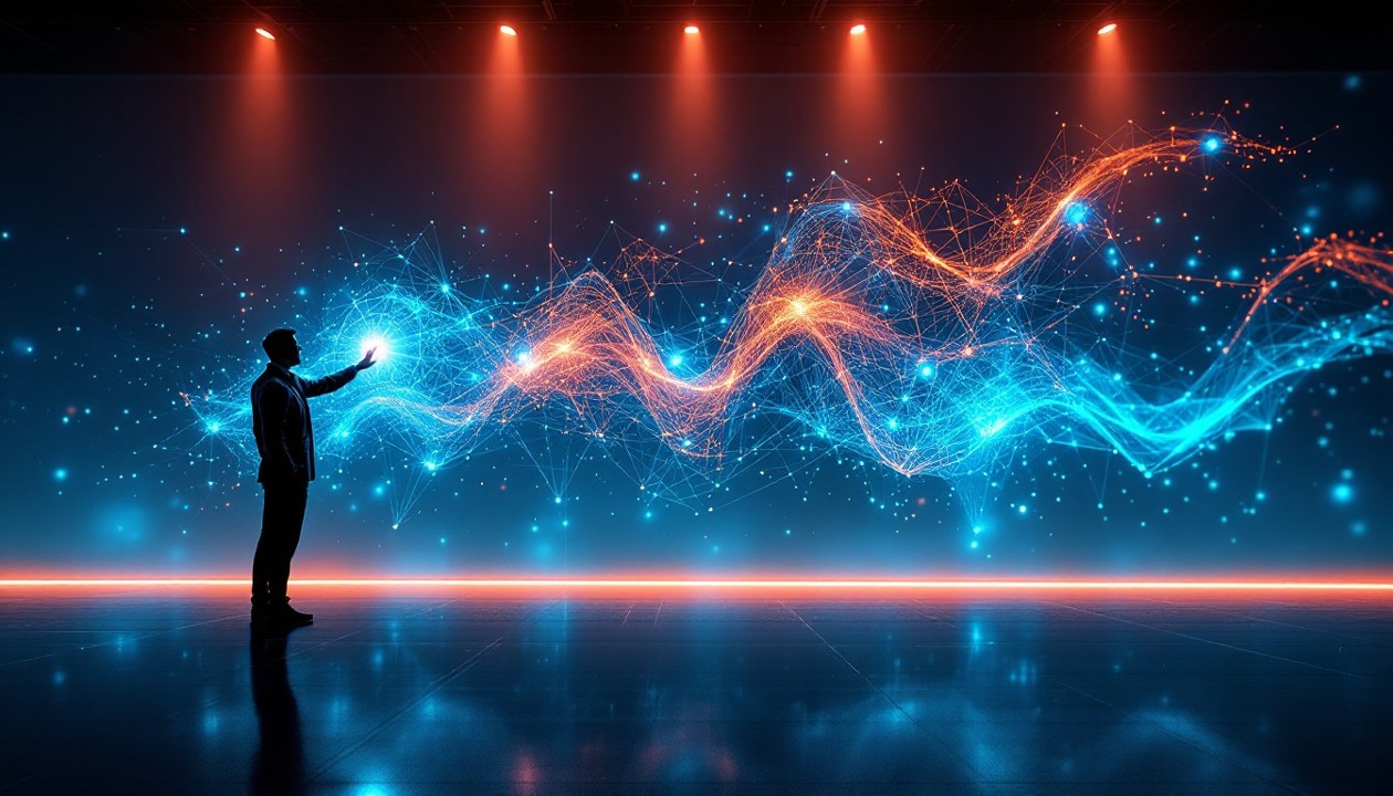 Man observing energy waves