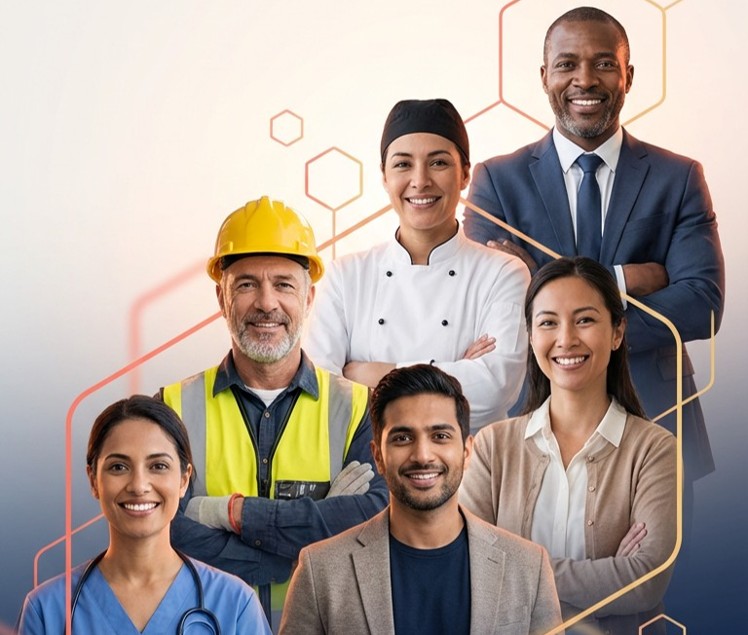 Workforce Hires solution showing different people in their profession clothing